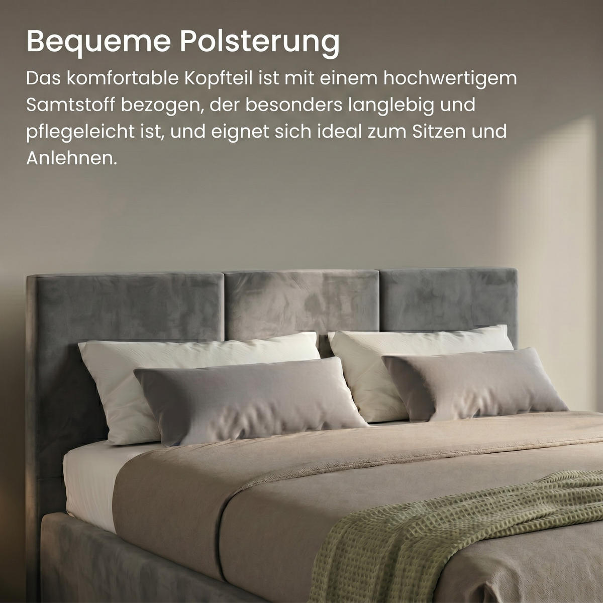 POLSTERBETT mit Stauraum 180x200 cm in Aschgrau - Grau, Holzwerkstoff (180/200cm) - Home Collective
