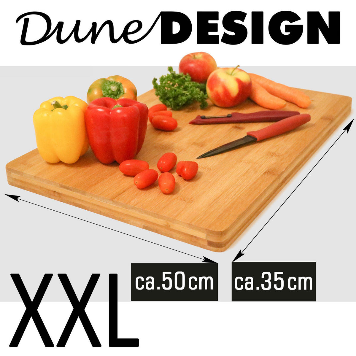 XL-SCHNEIDEBRETT 35/50/3 cm, Bambus - Braun, Holz (35/50cm) - Dunedesign