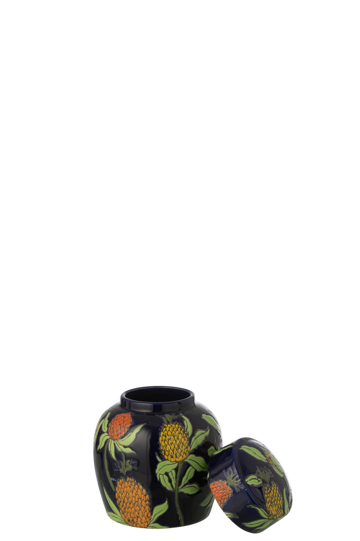 DEKORATIVER TOPF ANANAS - Multicolor, Keramik (15.5/18/15.5cm) - J-Line