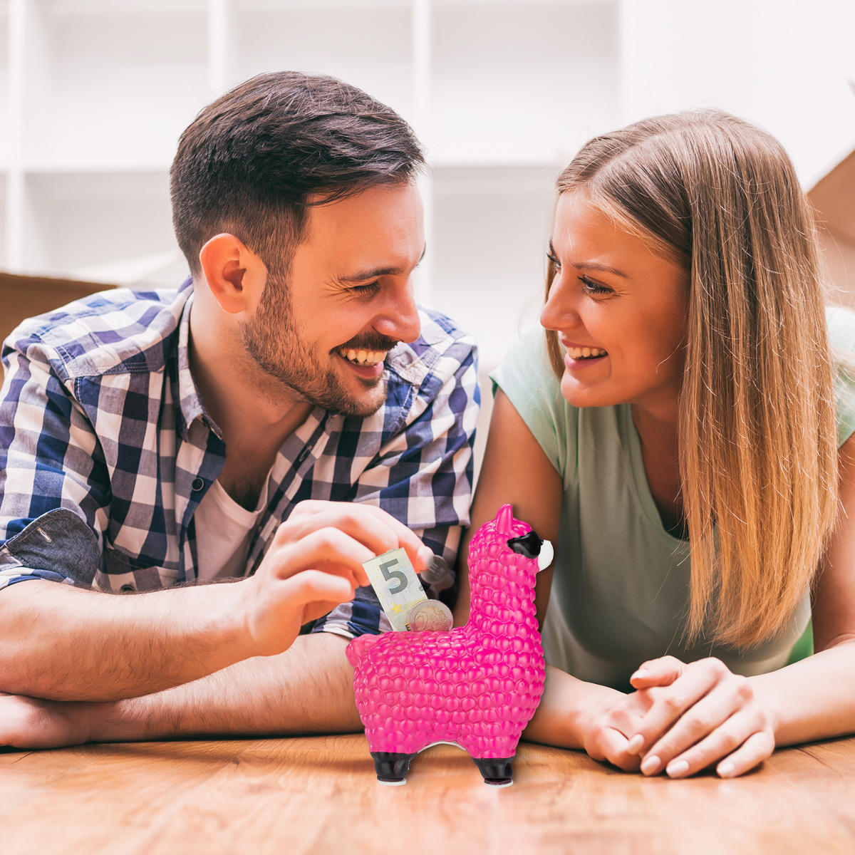 LAMA Spardose - Pink, Keramik (11/15.5/6cm) - Relaxdays