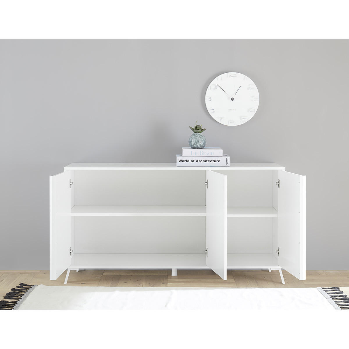 ANRICHTE mit 3 Türen L156 cm - City - Weiß, Holzwerkstoff (40/84/6.5cm) - Calicosy