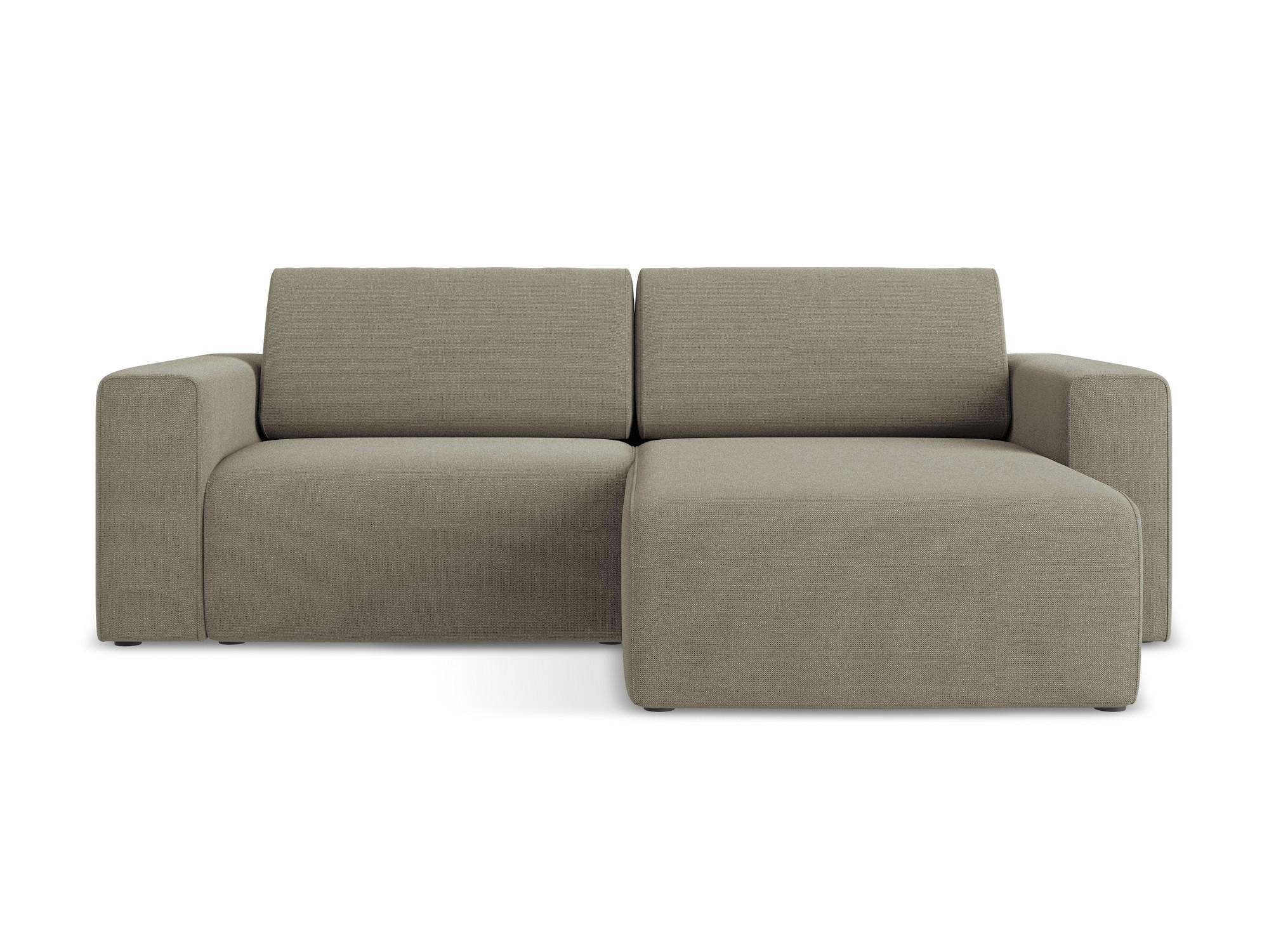 ECKSOFA Rechts Strukturstoff Stoff Beige - Beige/Schwarz, Kunststoff/Textil (224/167cm) - Makamii