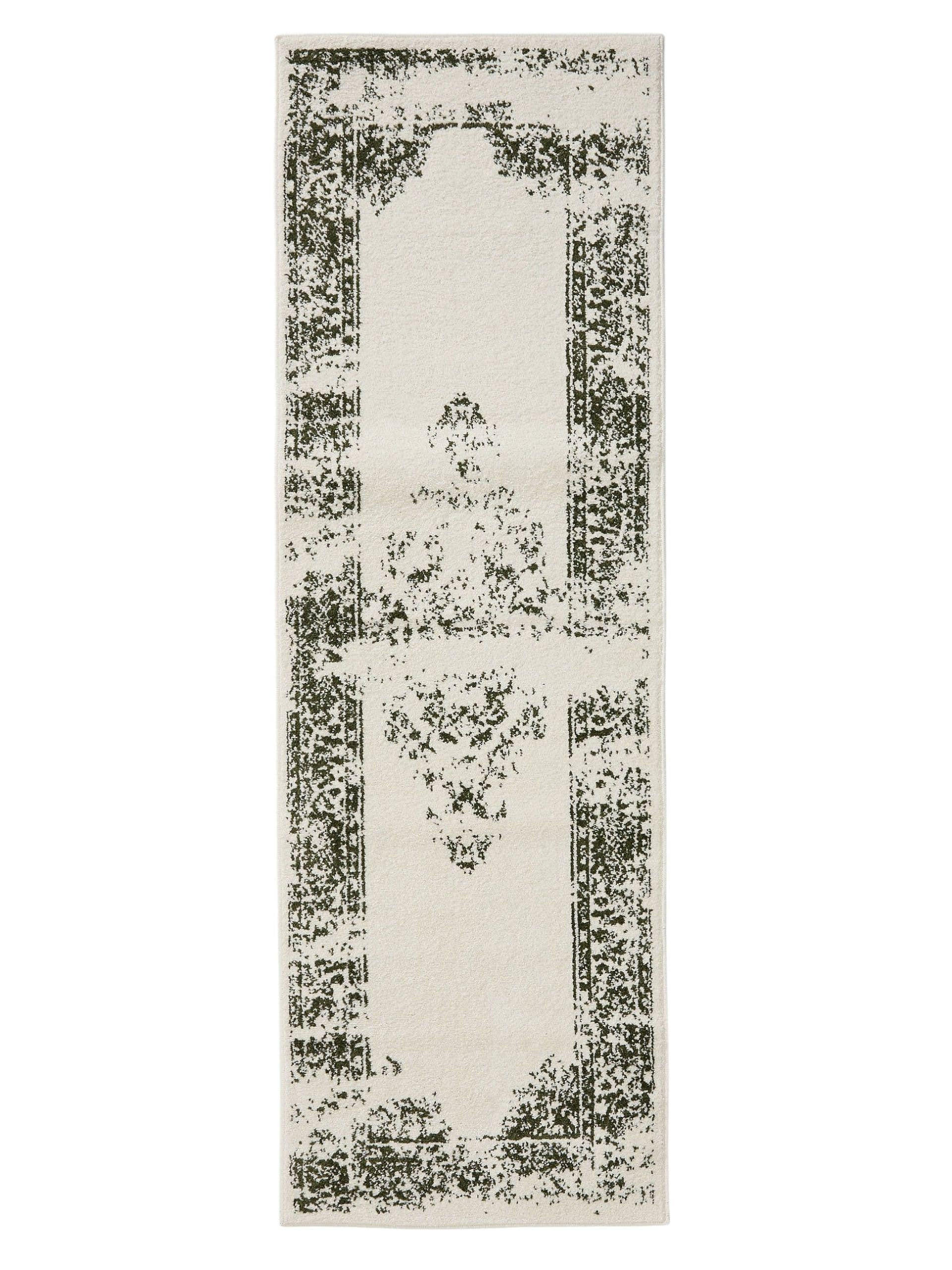 VINTAGE-LÄUFER Sia 80/240 cm - Creme/Grün, Kunststoff (80/240cm) - benuta