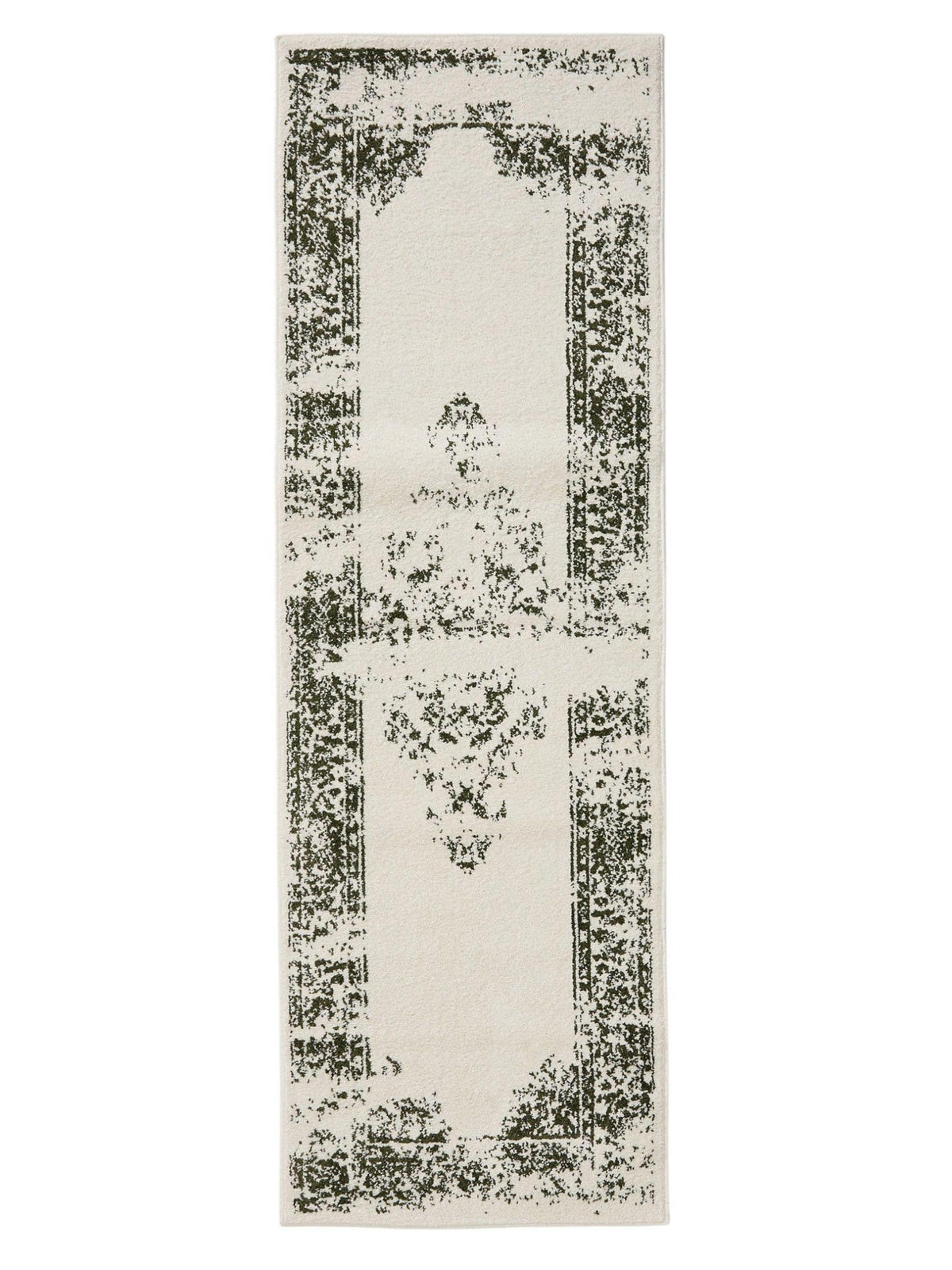 VINTAGE-LÄUFER Sia 80/240 cm - Creme/Grün, Kunststoff (80/240cm) - benuta