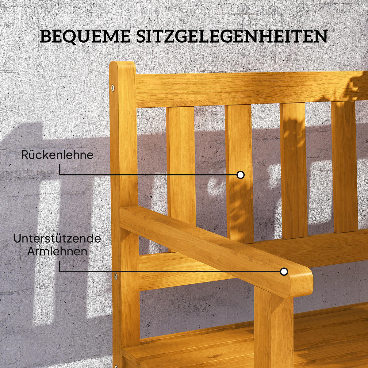 GARTENBANK aus Akazienholz 149/56,50/89 cm - Teakfarben, Holz (56.5/89/149cm) - Outsunny