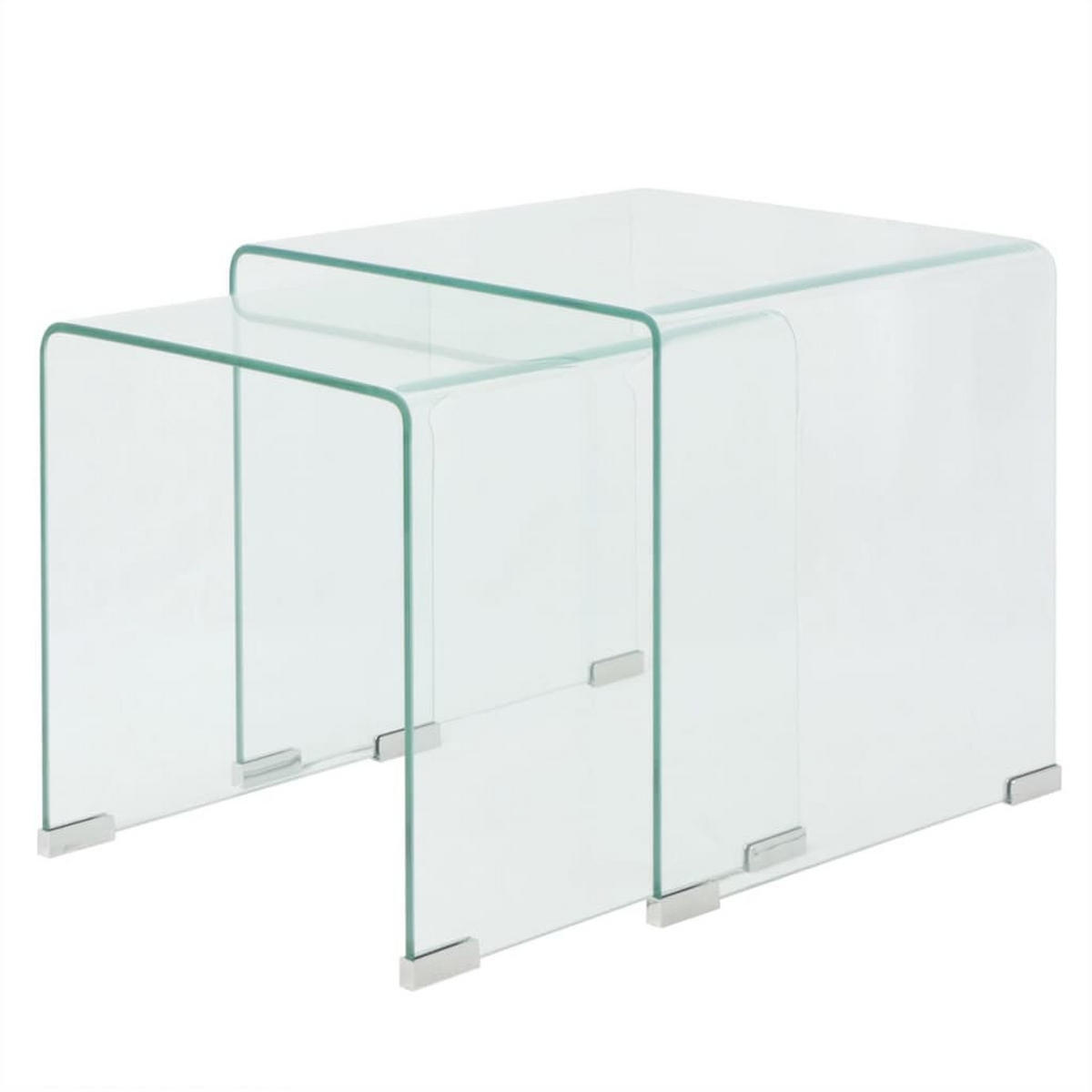 COUCHTISCHSET 36-42/36-42/38,5-41,5 cm 2-tlg. aus Gehärtetem Glas Transparent U-Form - Transparent, Glas (42/42/41.5cm) - vidaXL