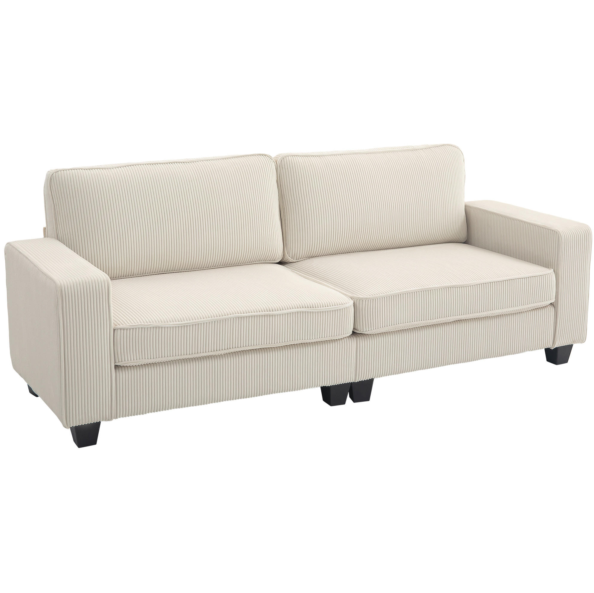 3-SITZER-SOFA 227/84/87 cm mit Federkern, Cordbezug und gepolsterten Armlehnen, Cremeweiß - Weiß, Holzwerkstoff (227/87/84cm) - Redom