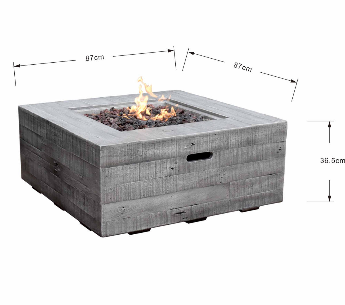 FEUERSTELLE Wilton in Holz-Optik grau aus Faserbeton - Grau, Stein (87/36/87cm) - Elementi