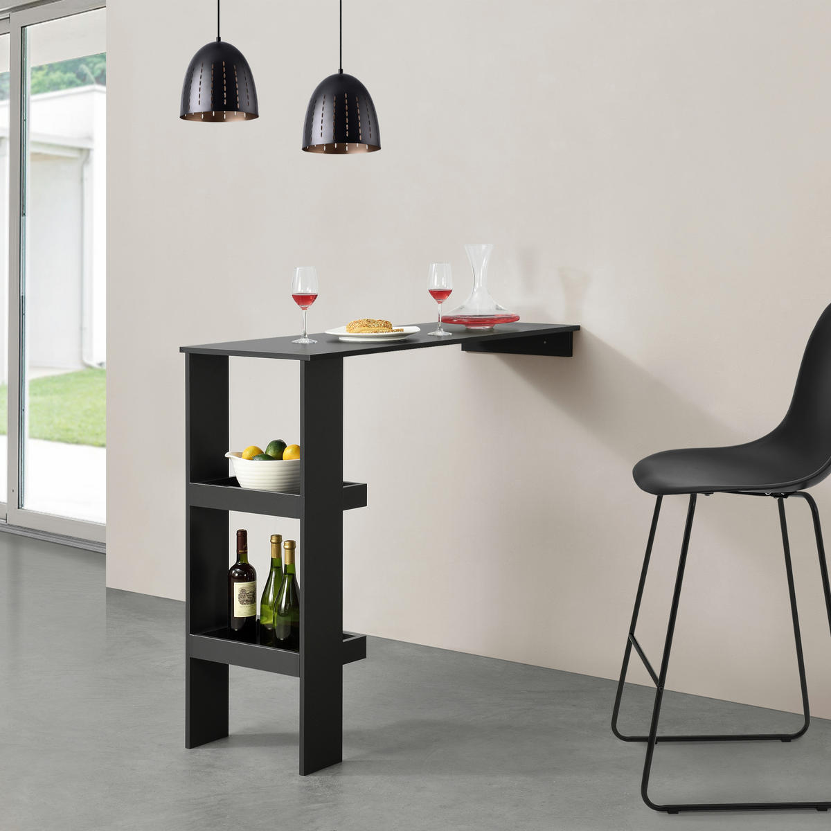 BARTISCH Sölvesborg - Schwarz, Holzwerkstoff (120/106/45cm) - [en.casa]