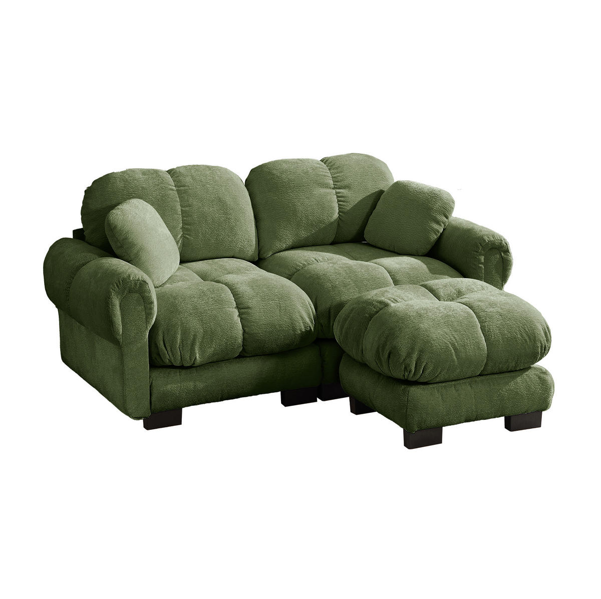 ECKSOFA 2-Sitzer mit Ottomane Chenille Grün - Grün, Holz (149/190cm) - Meubliv