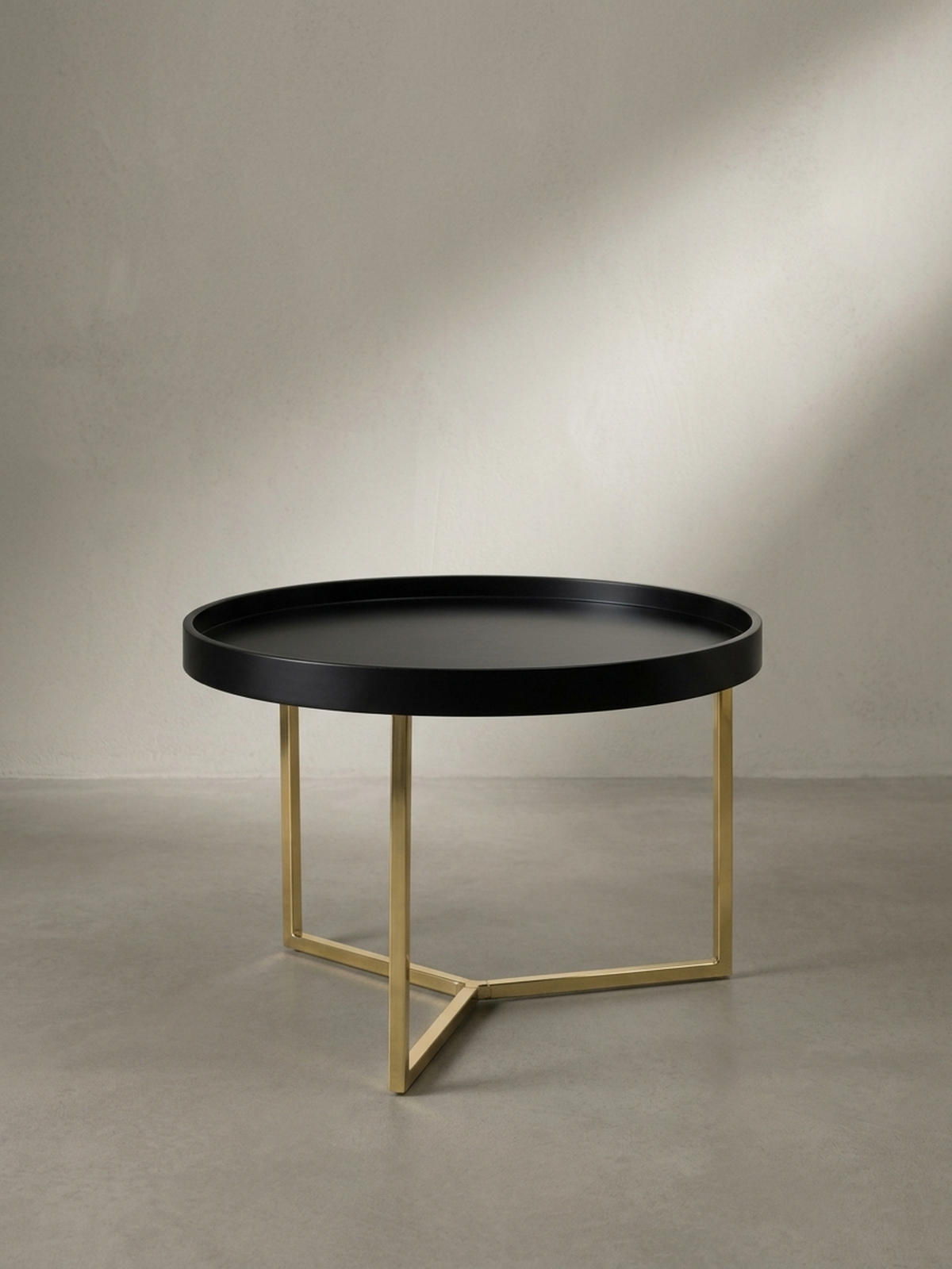 SOFATISCH LIA Rund mit Metallgestell, abnehmbares Tablett und Anti-Rutsch-Noppen, Gold 58 x 58 x 42 cm - Goldfarben, Holz/Metall (58/58/42cm) - KADIMA DESIGN