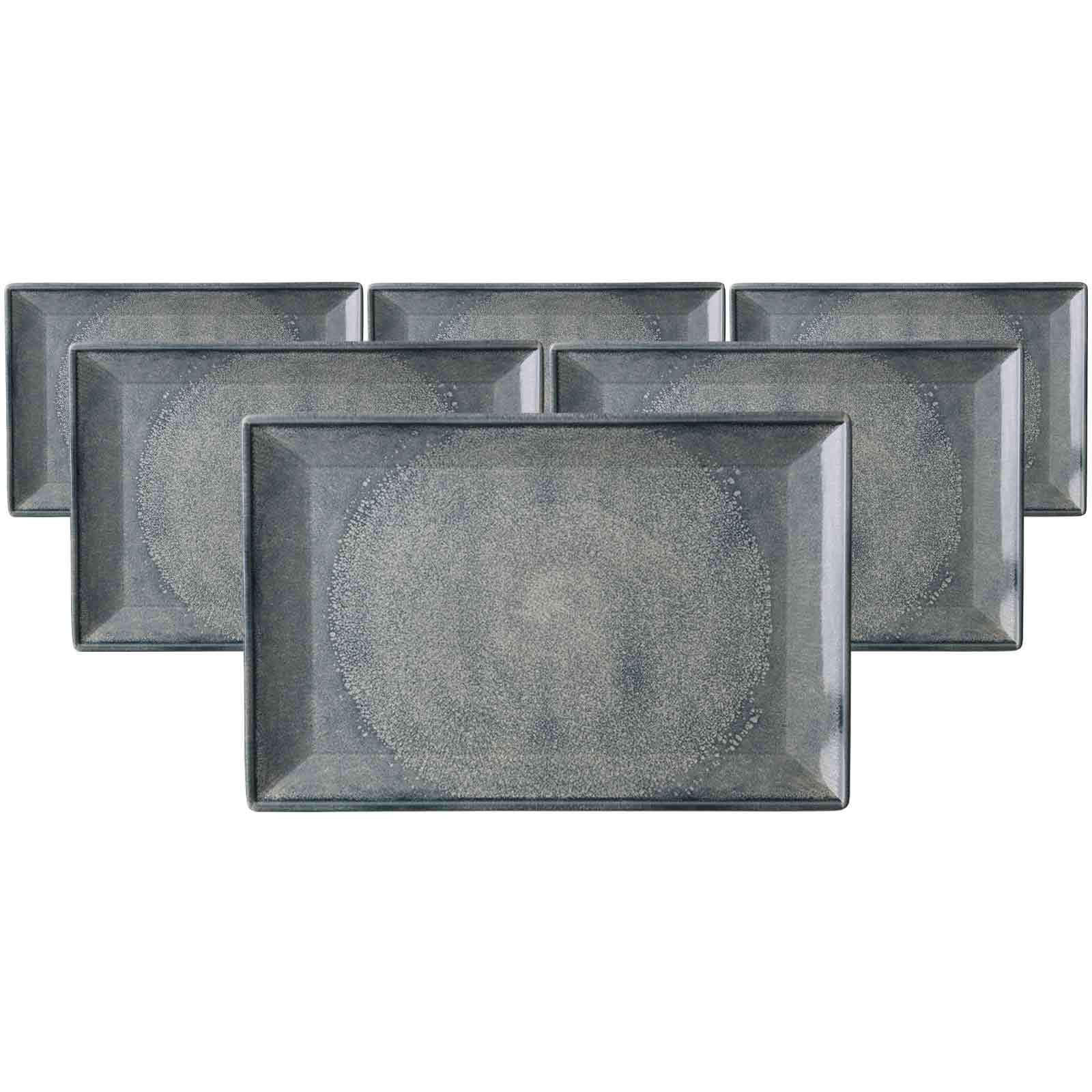SERVIERPLATTEN Grana blau-grau 34 x 23 cm 6er Set - Blaugrau, Keramik (23/3/34cm) - Ritzenhoff Breker