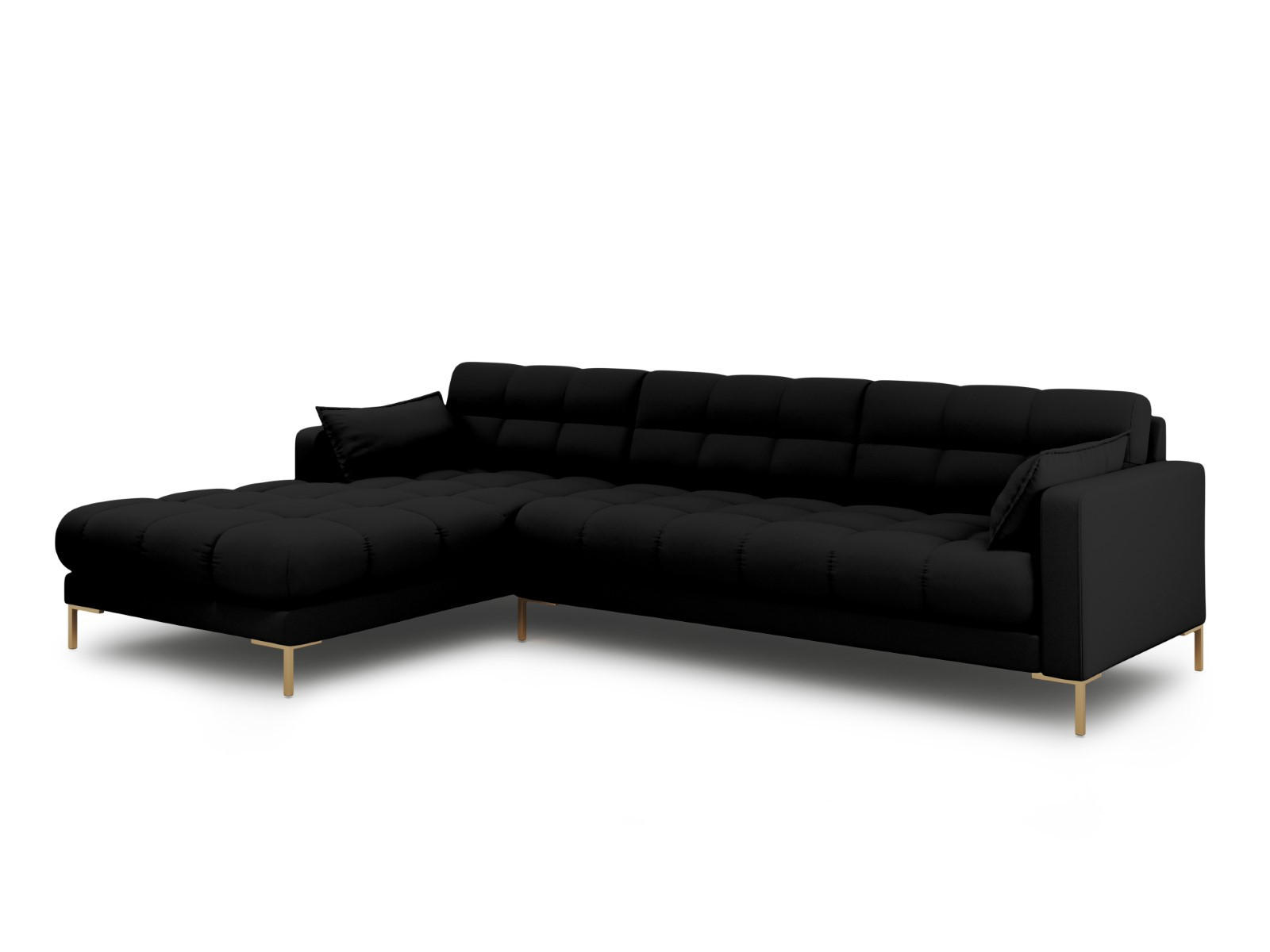 ECKSOFA links Mamaia aus strukturiertem Stoff schwarz 5 Sitzplätze - Schwarz, Textil (185/293cm) - Micadoni