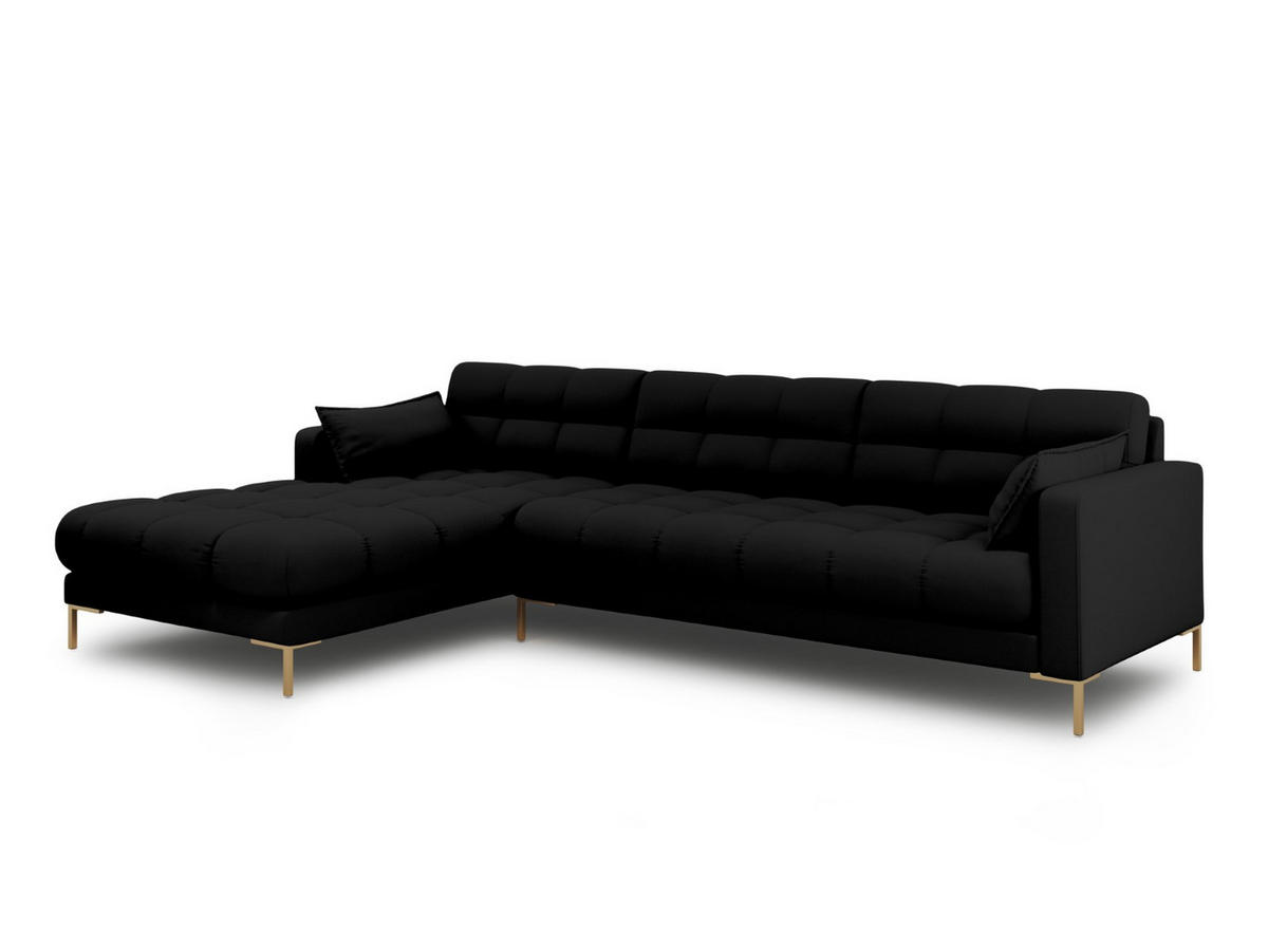 ECKSOFA links Mamaia aus strukturiertem Stoff schwarz 5 Sitzplätze - Schwarz, Textil (185/293cm) - Micadoni