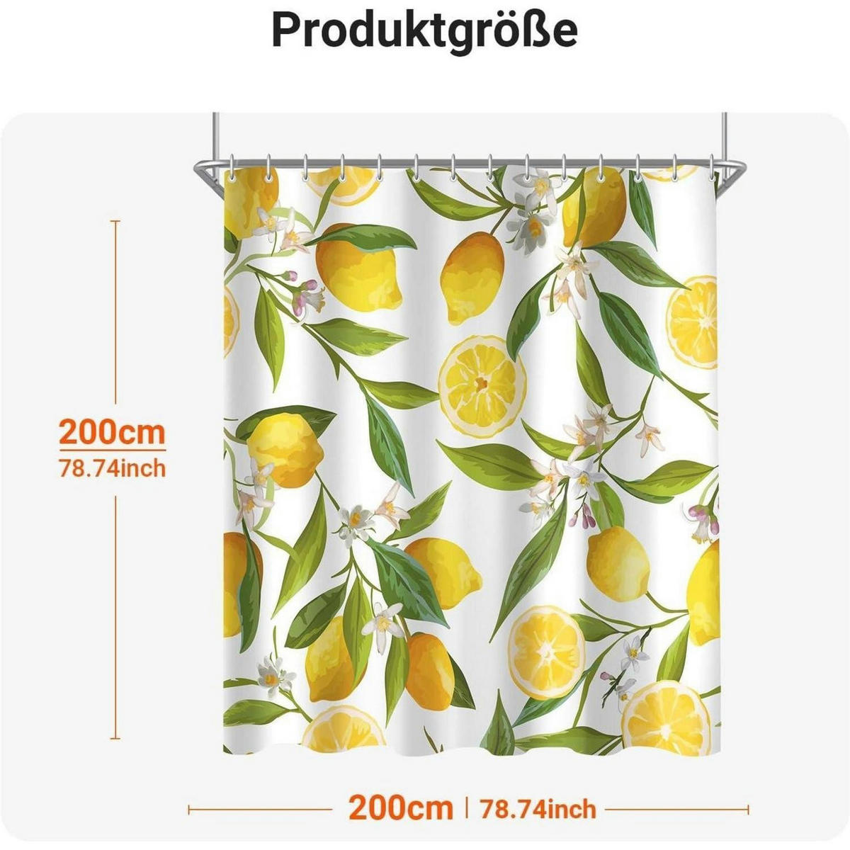 DUSCHVORHANG Zitrone Blatt 200 x 200 cm - Multicolor, Textil (200/200cm)