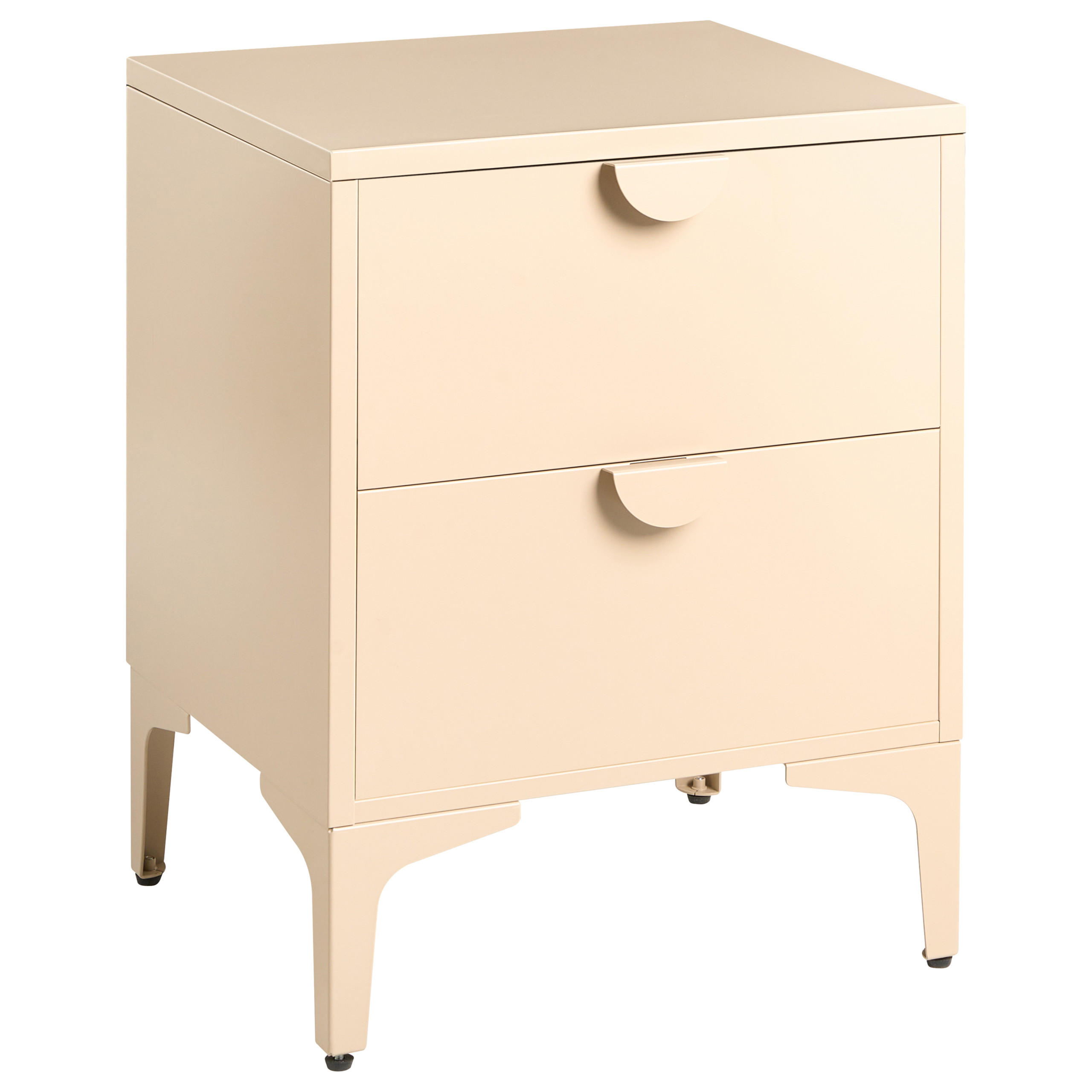 NACHTTISCH mit 2 Schubladen Metall Beige Ardura - Beige, Metall (45/60/40cm) - Beliani