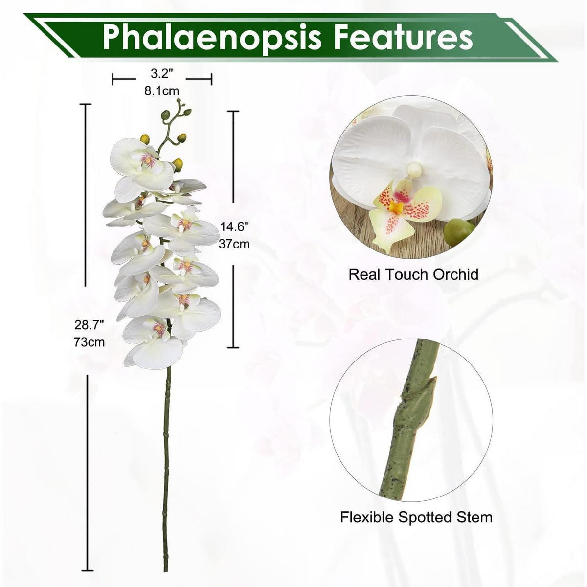 KUNSTBLUME Orchideenzweig 4-teiliges Set Beige - Weiß, Kunststoff (72.9cm)