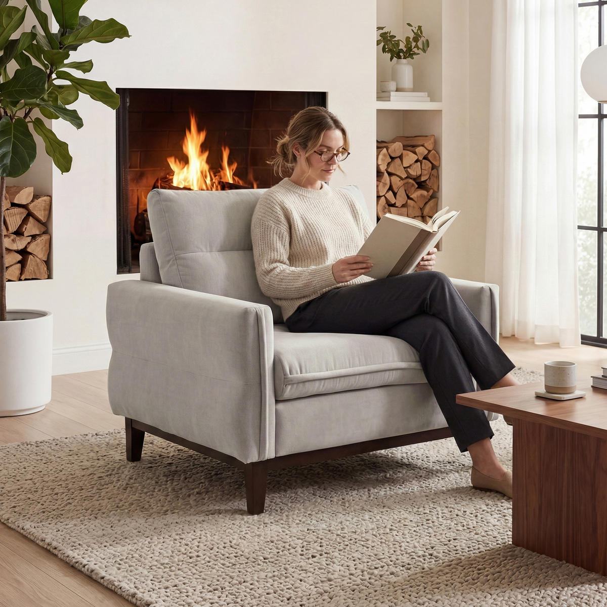 SESSEL Belweder, 94 cm, Beige, Velourstoff - Wengefarben/Beige, Holz/Textil (94/95/94cm) - Beautysofa