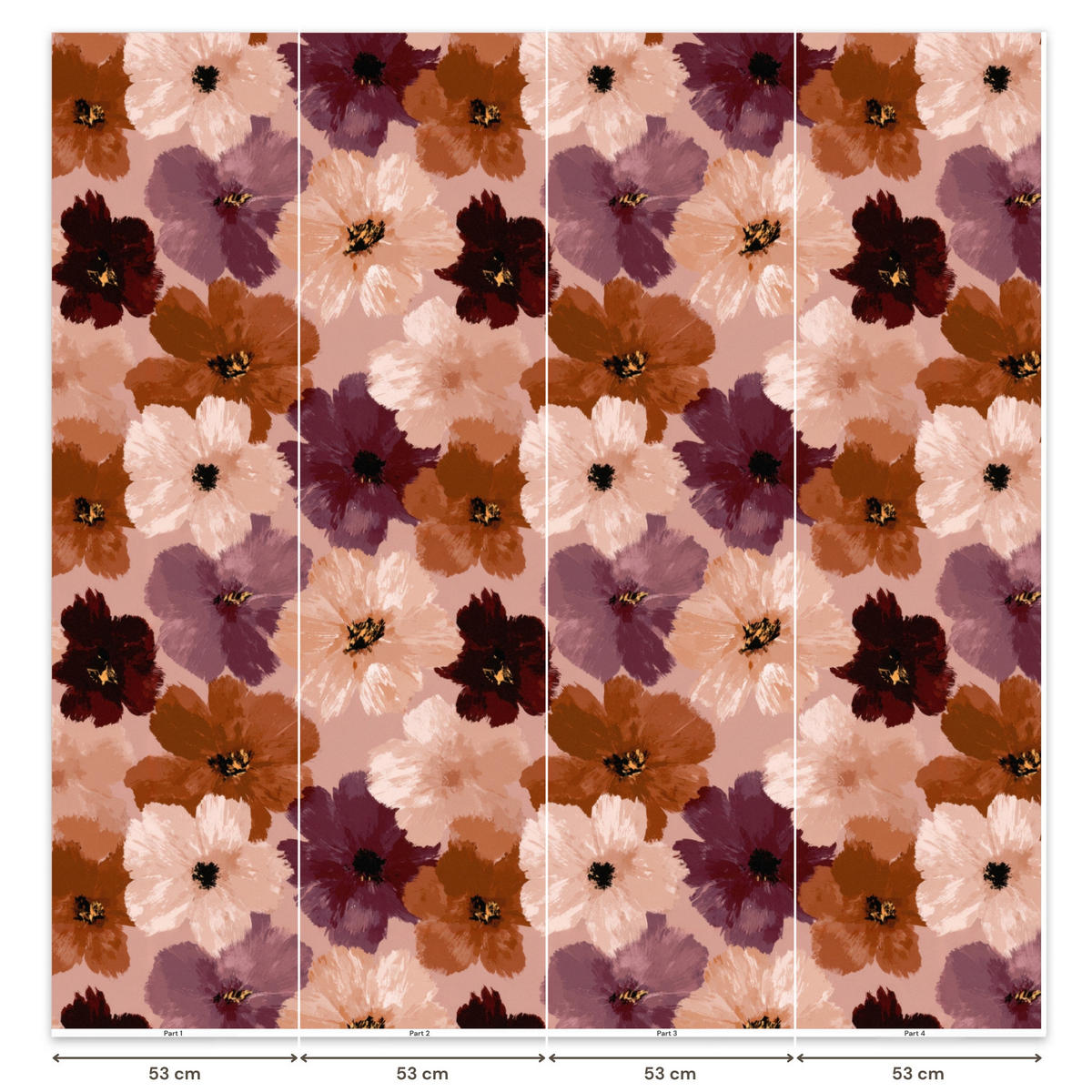 TAPETE - Blumen - Abstrakt - Erdtöne - 220x200 cm - Multicolor, Papier (220/200cm) - OnlyWow