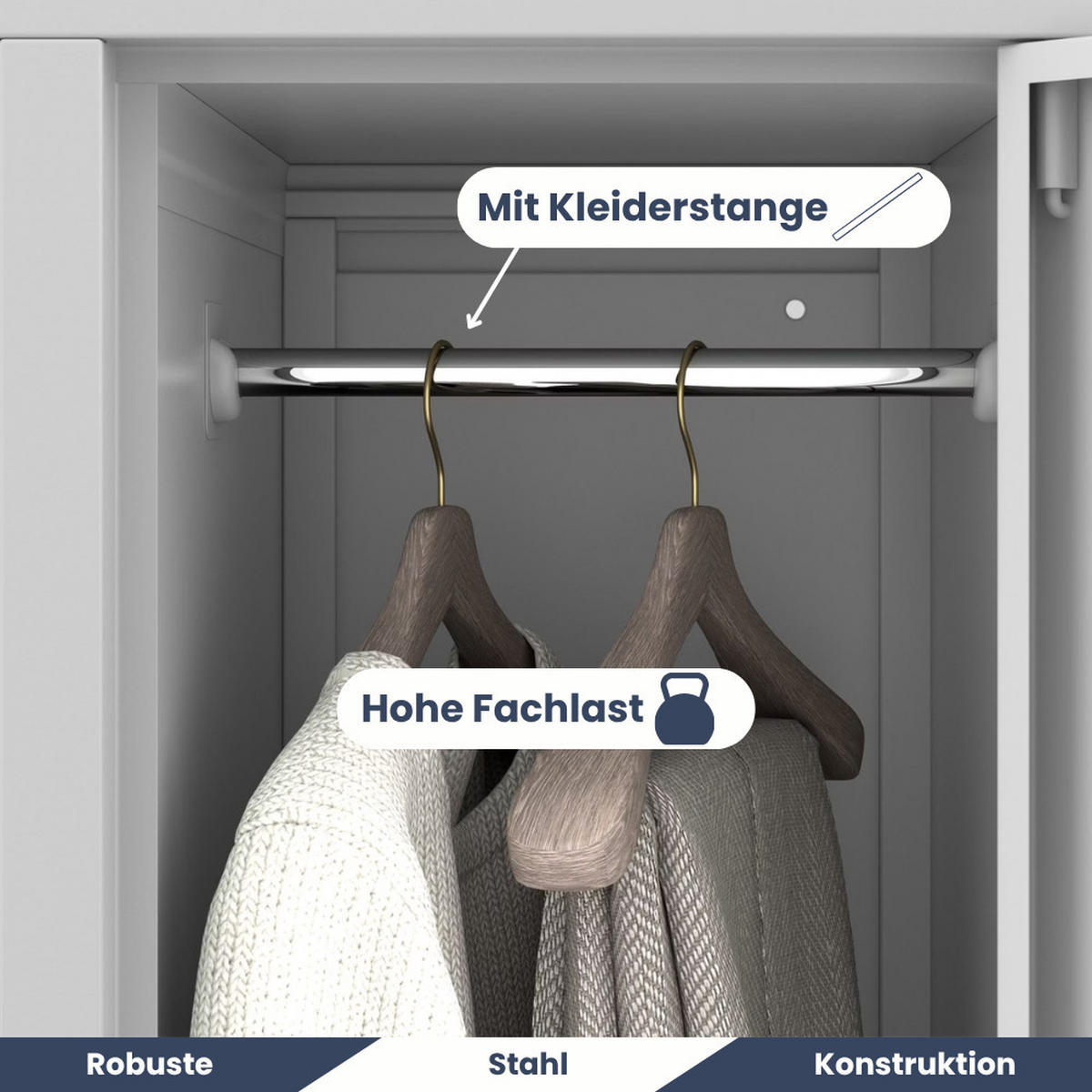 UMKLEIDESCHRANK Spind BARTEK 2 Abteile 172x29,2x45cm Grau - Grau, Metall (29.2/172/45cm) - Jan Nowak