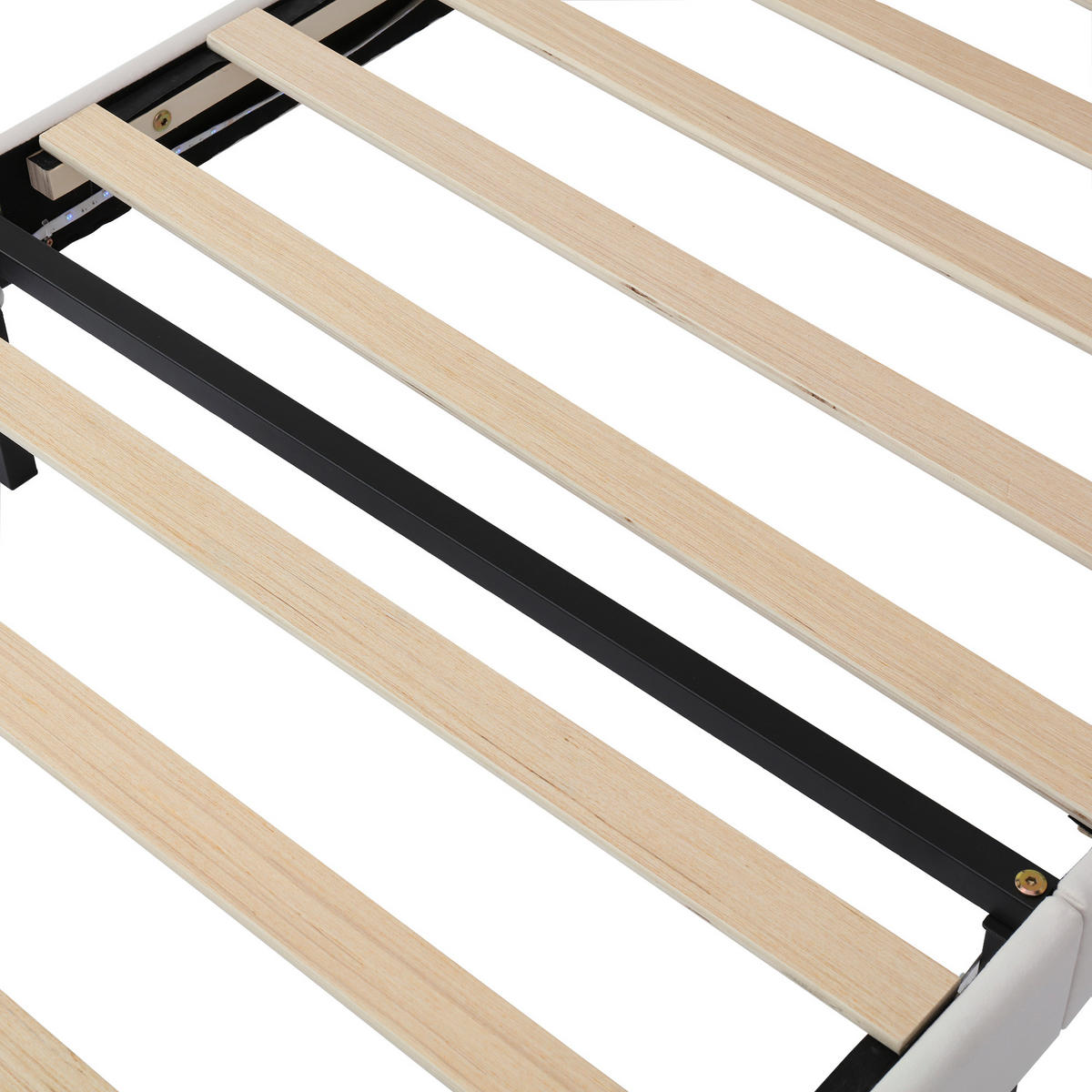 KINDEREINZELBETTEN aus Kunststoff 90x200 cm in Beige-Gelbbraun mit LED-Lichtleiste - Beige, Kunststoff (90/200cm) - Modfu