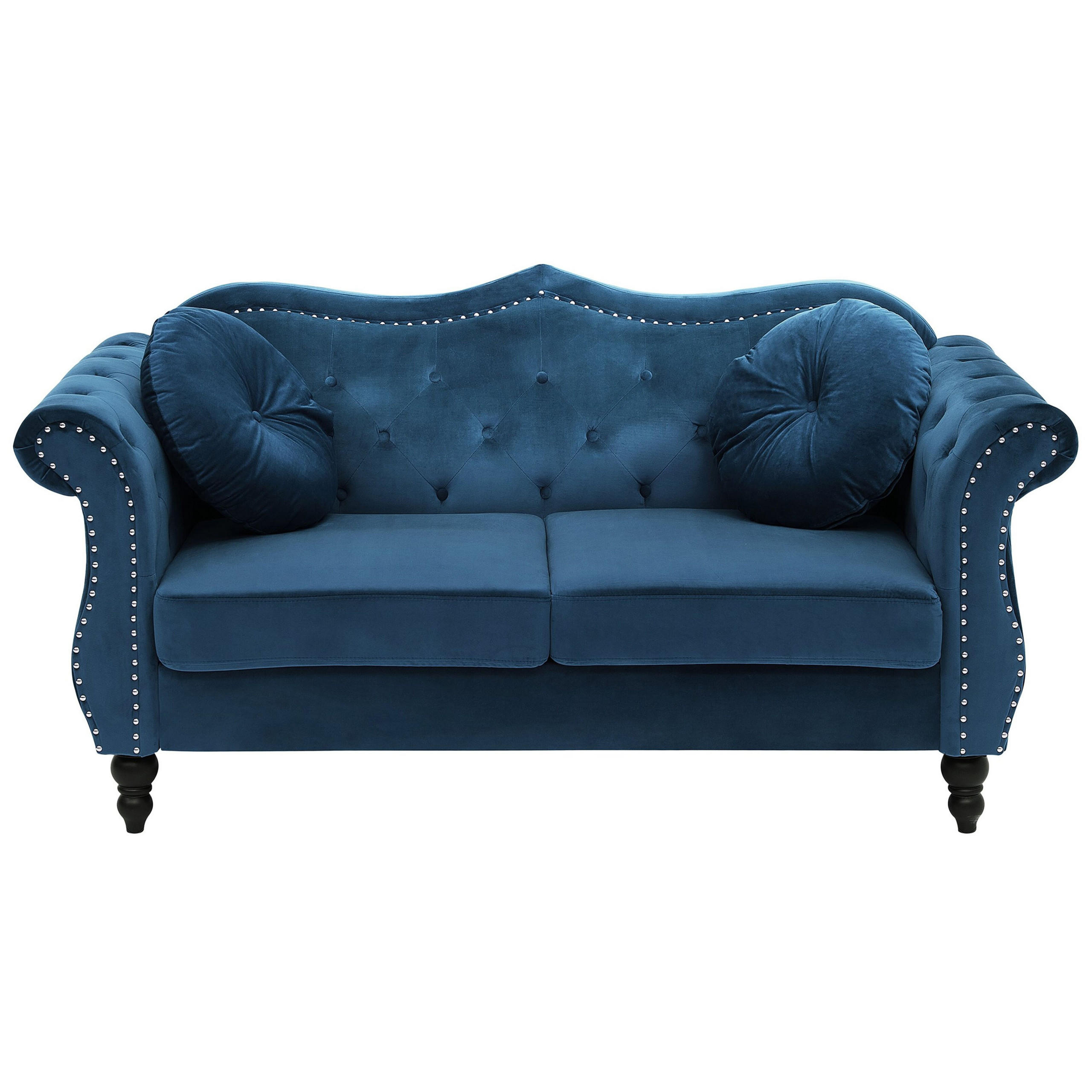 2-SITZER-SOFA Samtstoff Kobaltblau Skien - Hellblau, Textil (165/91/83cm) - Beliani