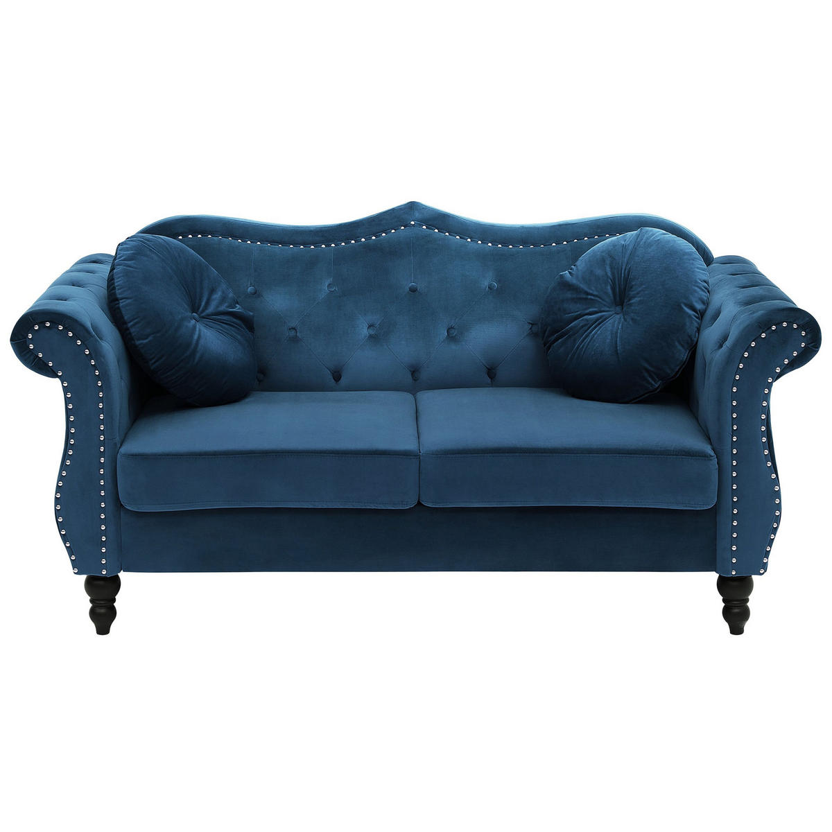 2-SITZER-SOFA Samtstoff Kobaltblau Skien - Hellblau, Textil (165/91/83cm) - Beliani
