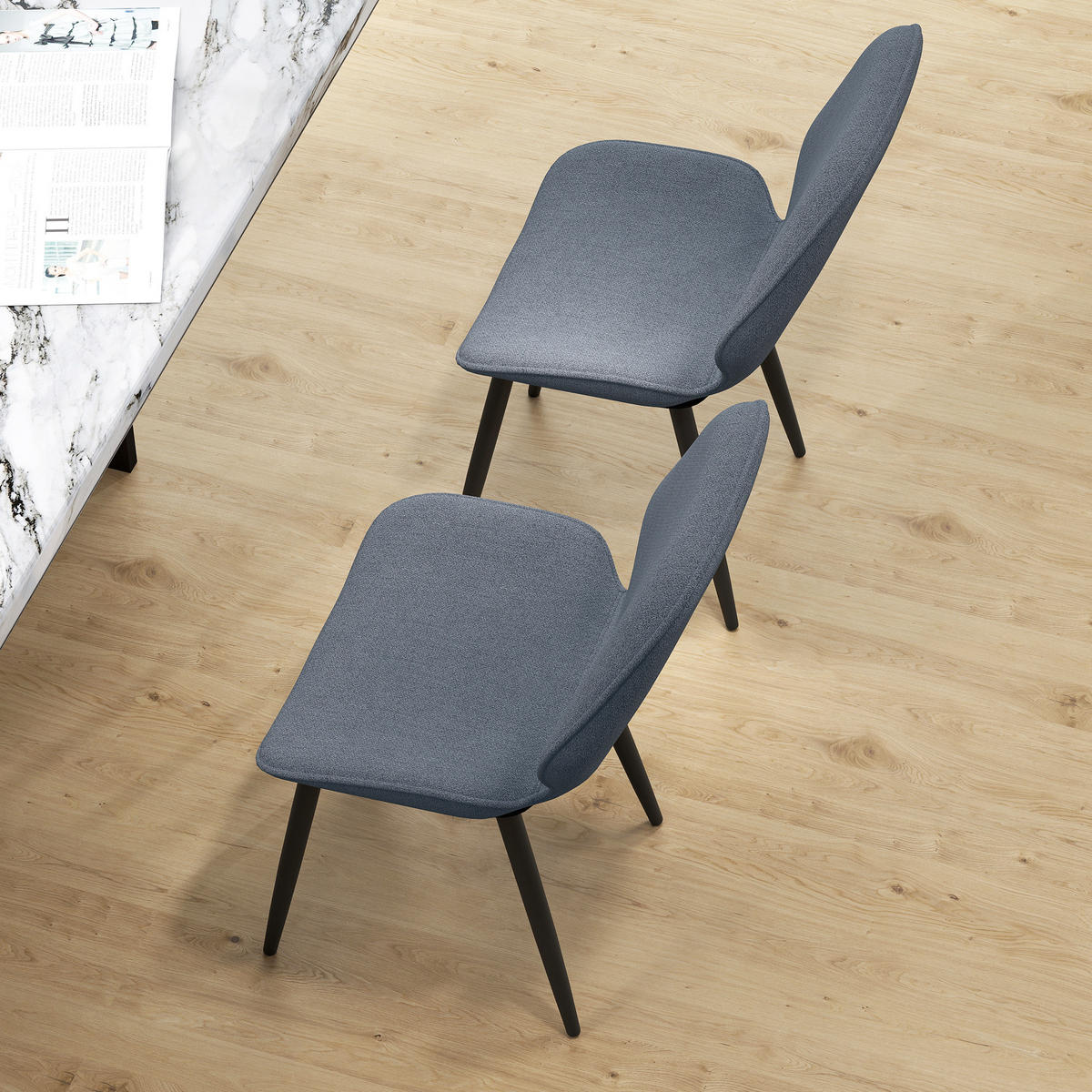 ESSZIMMERSTÜHLE 2er-Set DE-13268 geschwungene Rückenlehne Grau - Grau, Metall (56/86/46cm) - ComfortXL