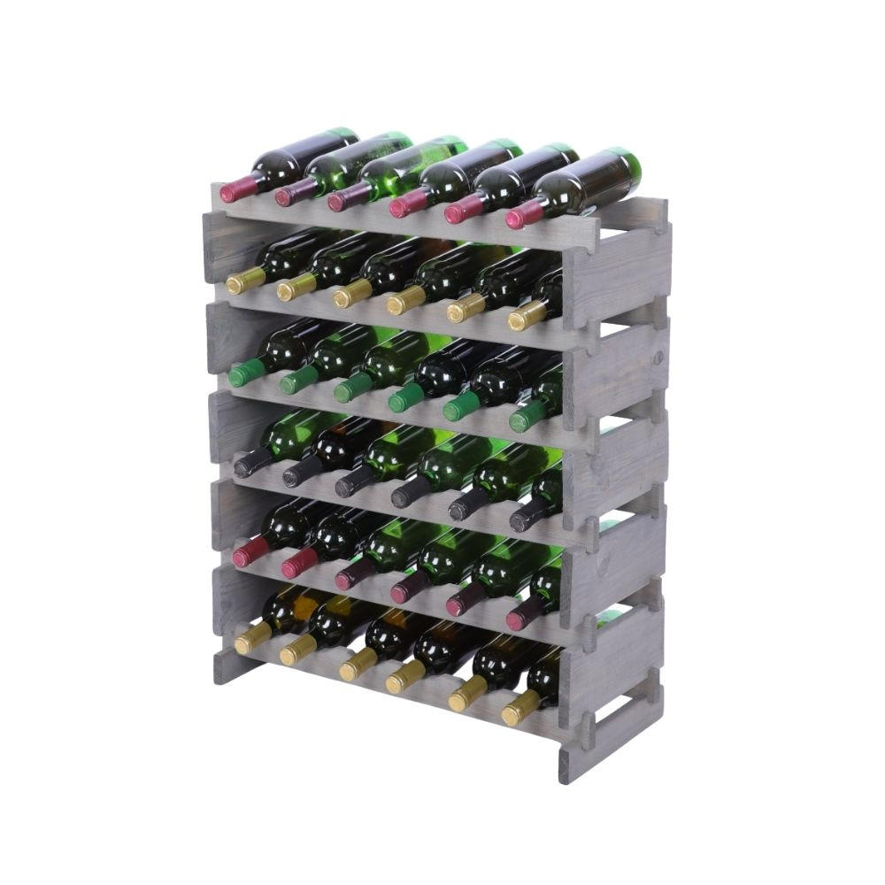WEINREGAL VINOTECA FLEX PRO HxBxT 79x65x28cm 36 Flaschen auf 6 Ebenen Grau - Grau, Holz (65/79/28cm) - PROREGAL