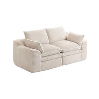 2-SITZER Sofa 191/94/85 cm Beige aus Cord mit Seitentaschen und Federkern - Beige, Textil (94/85/191cm) - Modenvie