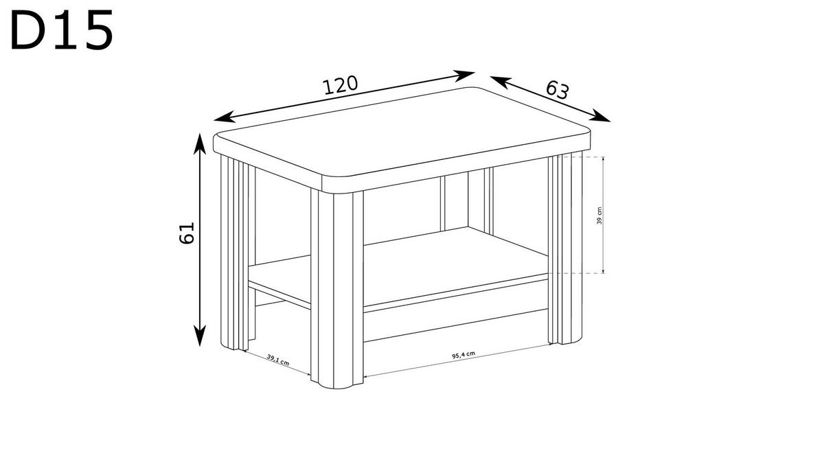 COUCHTISCH Dallas D-15 Eiche Sonoma - Sonoma Eiche, Holzwerkstoff (63/120/61cm)