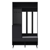 GARDEROBENSET 100/35/180 cm mit Sitzbank, 2 Schubladen, Schrank und 4 Haken aus MDF, Schwarz - Schwarz, Holzwerkstoff (100/180/35cm) - Redom