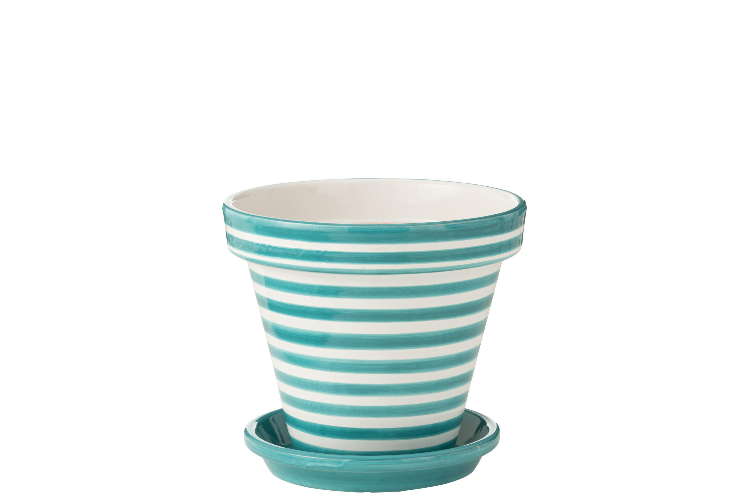 BLUMENTOPF GRANADA STRIPES - Töpferei - Aqua - L - Ø 35 cm - Multicolor, Keramik (35/33cm) - J-Line