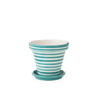 BLUMENTOPF GRANADA STRIPES - Töpferei - Aqua - L - Ø 35 cm - Multicolor, Keramik (35/33cm) - J-Line