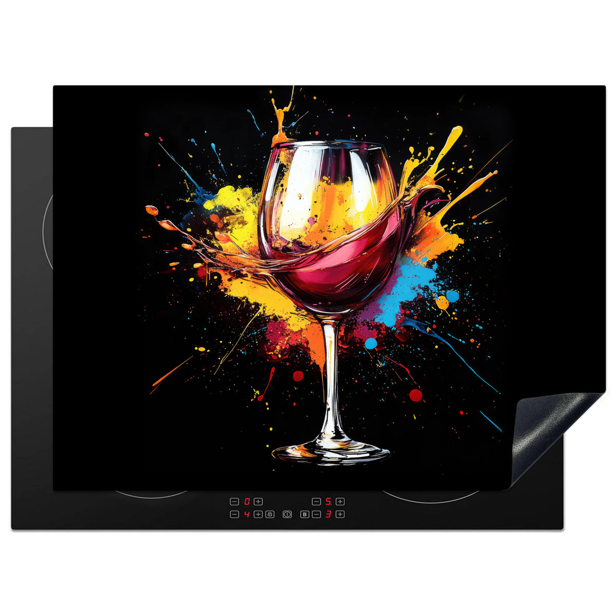 HERDABDECKPLATTE Wein - Glas - Graffiti - Getränk - Rot - Farbe 70x52 cm - Weinrot, Kunststoff (70/0.2/52cm) - MuchoWow