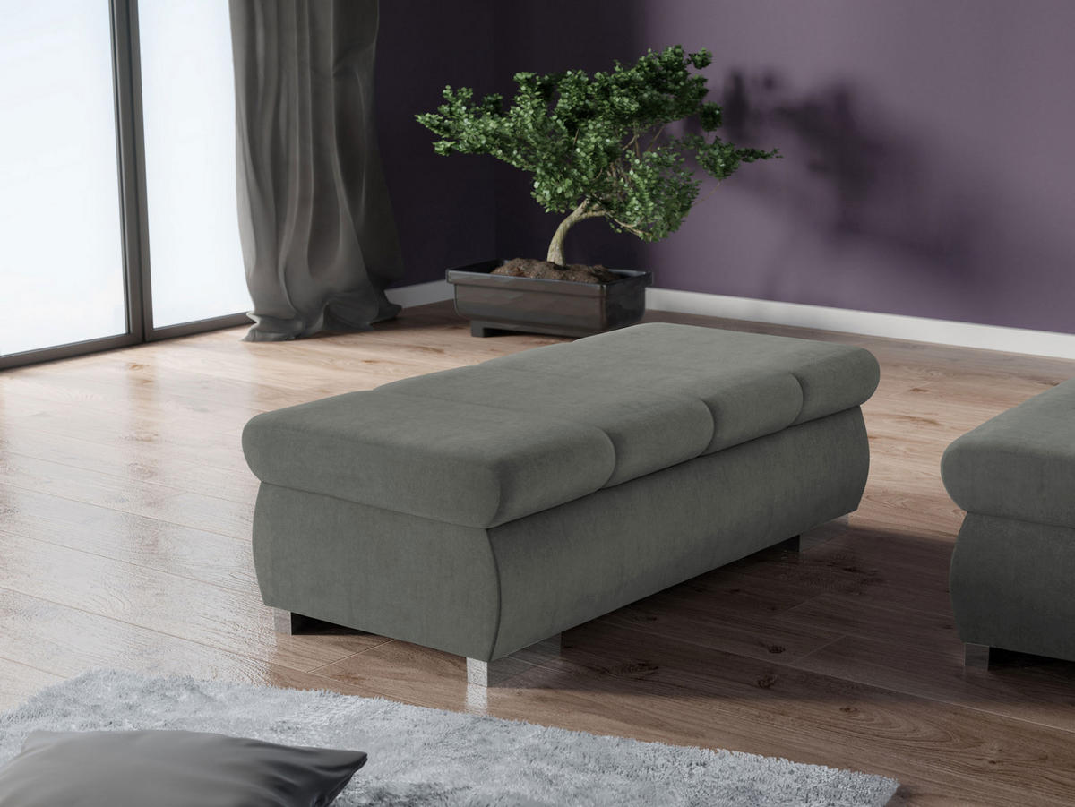 POLSTERHOCKER Bangkok Groß - Silberfarben/Grau, Holz/Kunststoff (120/39/60cm) - MIRJAN24