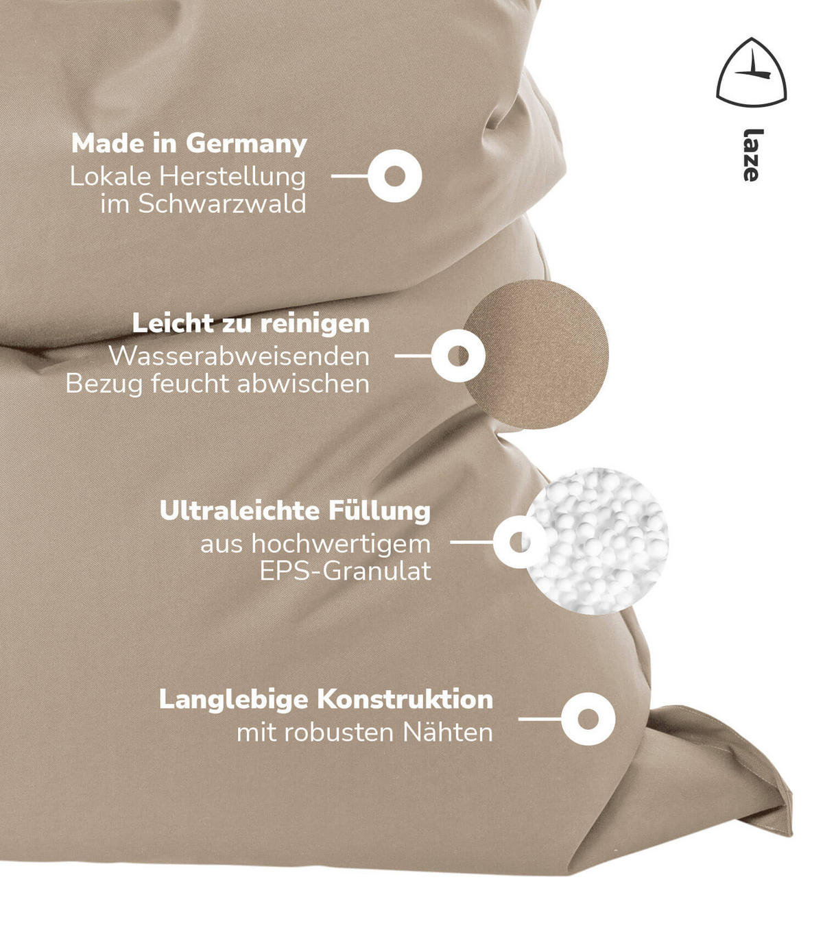 SITZSACK XXL Der Große - Beige, Textil (125/155/20cm) - Mokebo