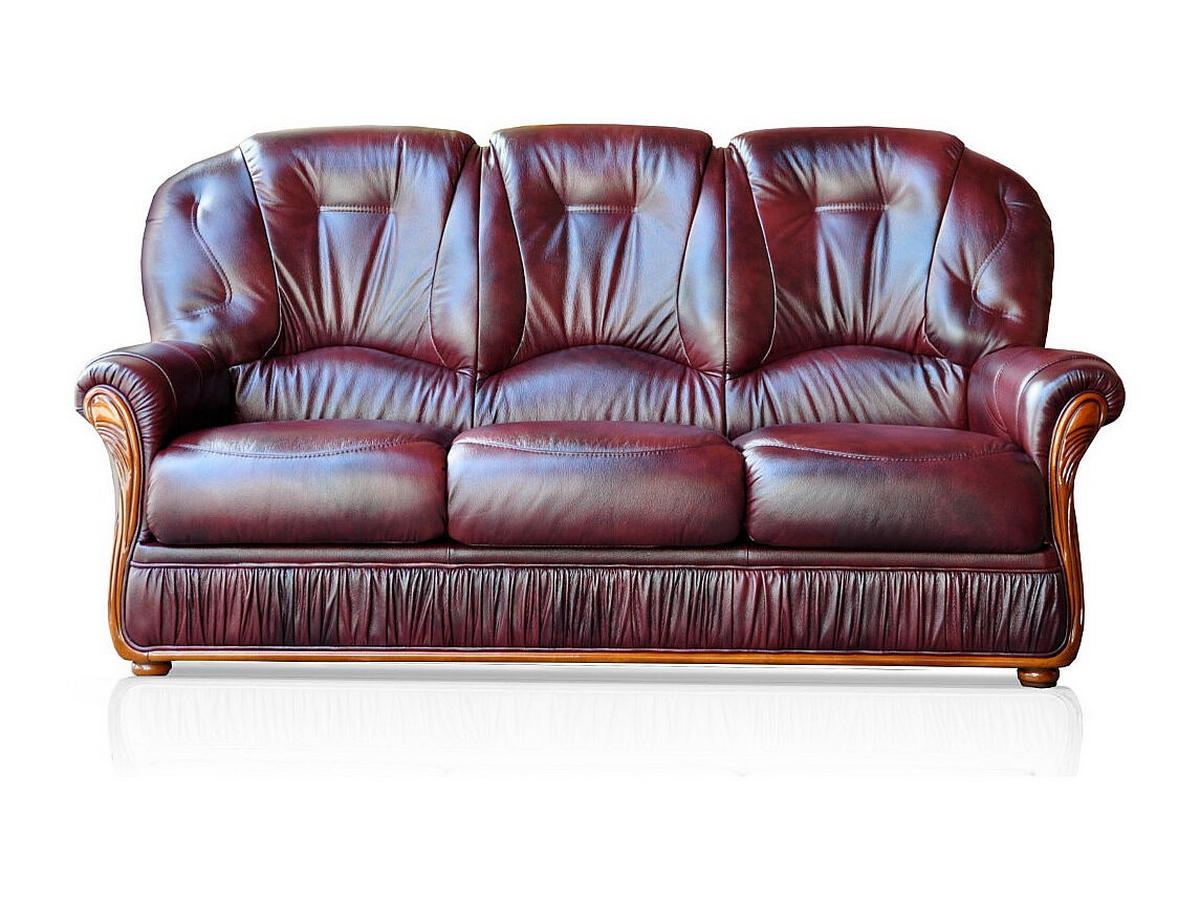 COUCHGARNITUR mit Sessel - 4 Personen - Leder - Bordeaux - DAPHNE - Bordeaux, Leder (83/97/91cm) - Vente-Unique