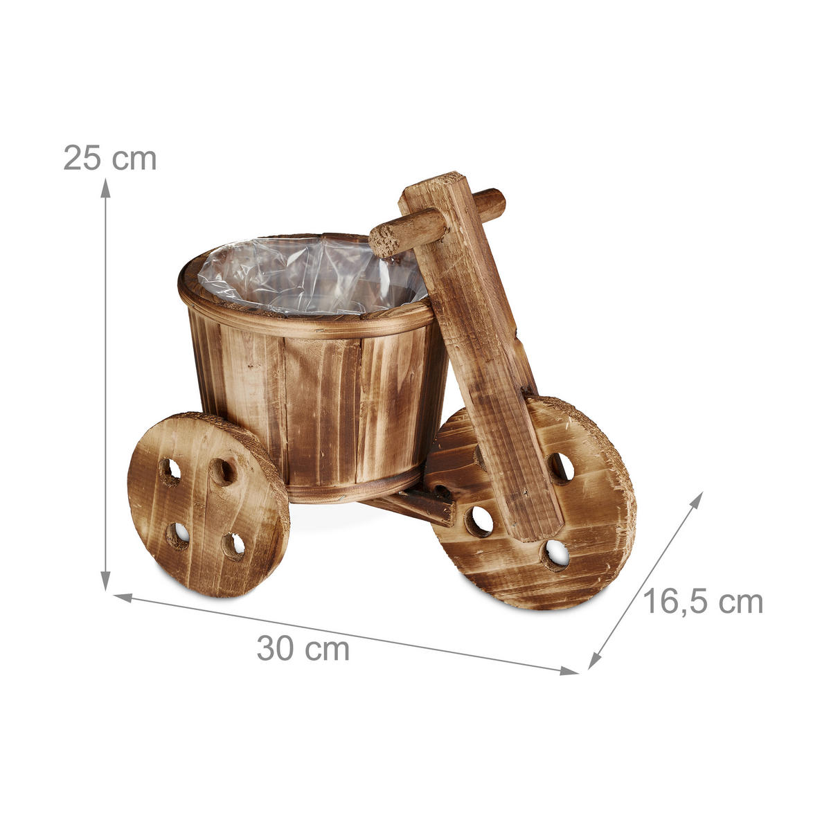 BLUMENFAHRRAD - Hellbraun, Holz/Kunststoff (30/25/16.5cm) - Relaxdays