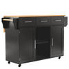 KÜCHENINSELWAGEN 139x71x91.5cm Schwarz mit Falttisch, Schubladen & Rollen - Schwarz, Holzwerkstoff (139/91.5/71cm) - Modfu