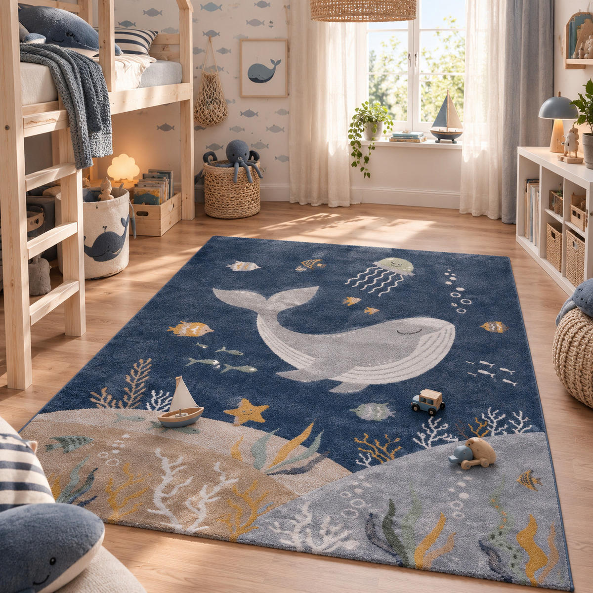 KINDER TEPPICH MAUI KIDS OZEAN - Blau, Textil (200/290cm) - Pergamon
