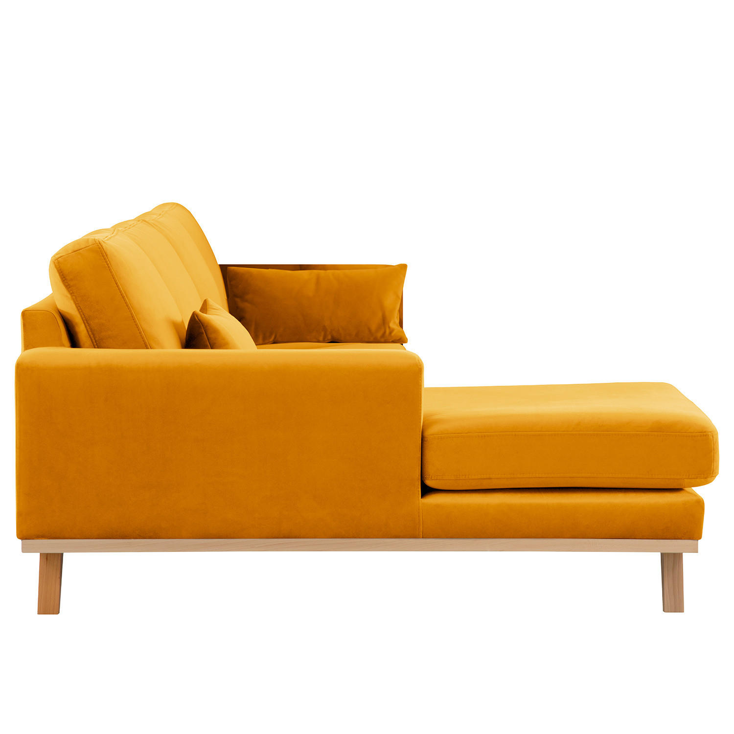 ECKSOFA mit Longchair - Gelb/Buchefarben, Textil (281/153cm) - home24