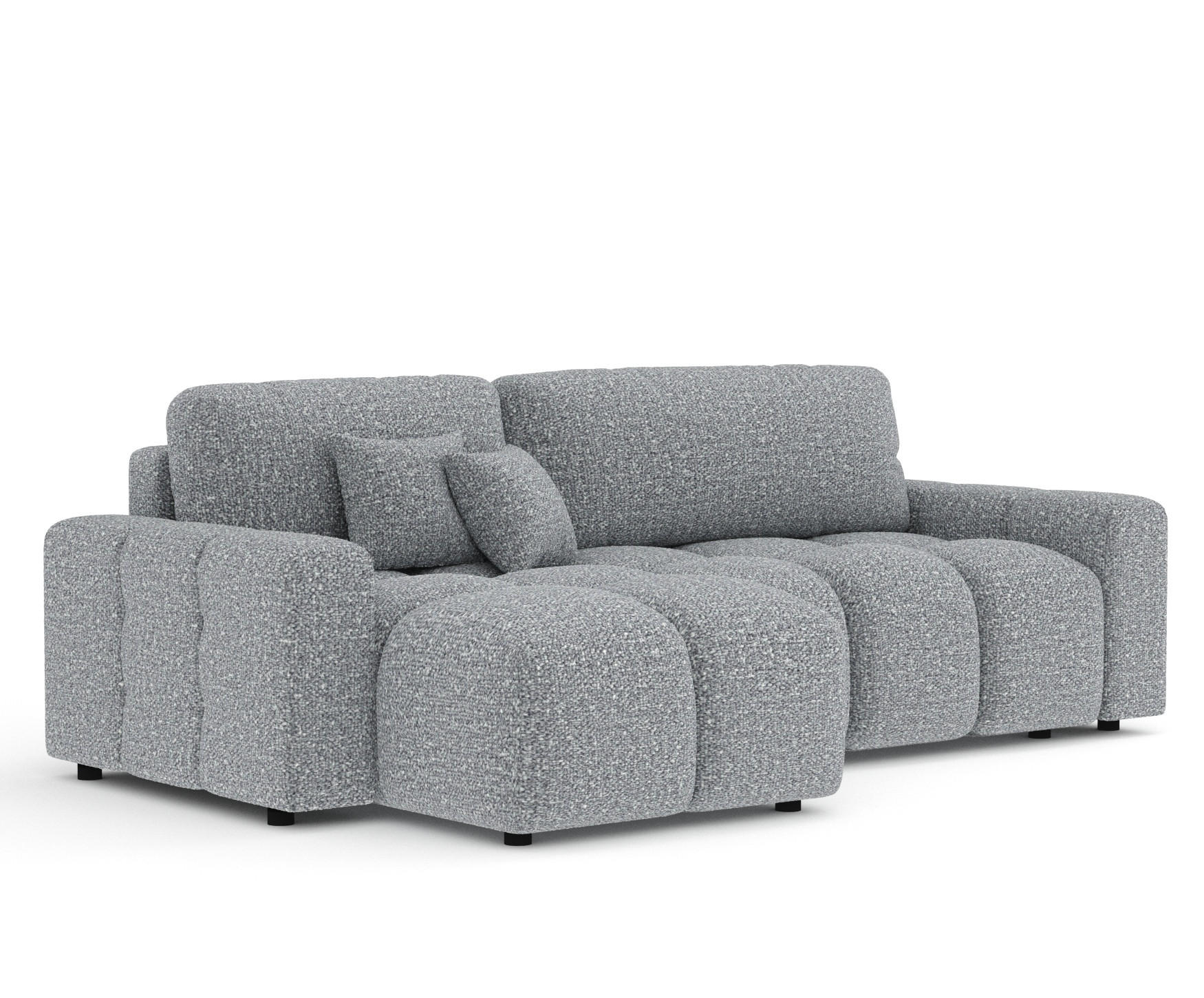 ECKSOFA MIT SCHLAFFUNKTION Ucci Grau Plüschstoff - Schwarz/Grau, Holz/Holzwerkstoff (233/142cm) - Maison de Reve