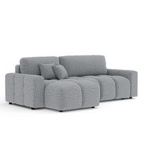 ECKSOFA MIT SCHLAFFUNKTION Ucci Grau Plüschstoff - Schwarz/Grau, Holz/Holzwerkstoff (233/142cm) - Maison de Reve