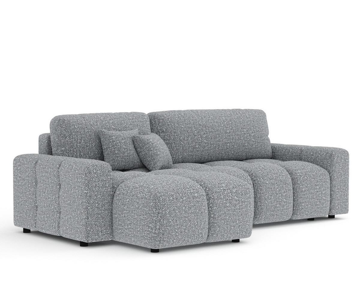ECKSOFA MIT SCHLAFFUNKTION Ucci Grau Plüschstoff - Schwarz/Grau, Holz/Holzwerkstoff (233/142cm) - Maison de Reve