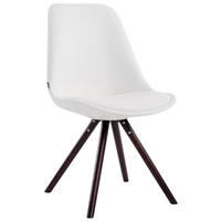 STUHL Lederlook weiß - Weiß/Cappuccino, Holz/Textil (48/84/56cm) - CLP
