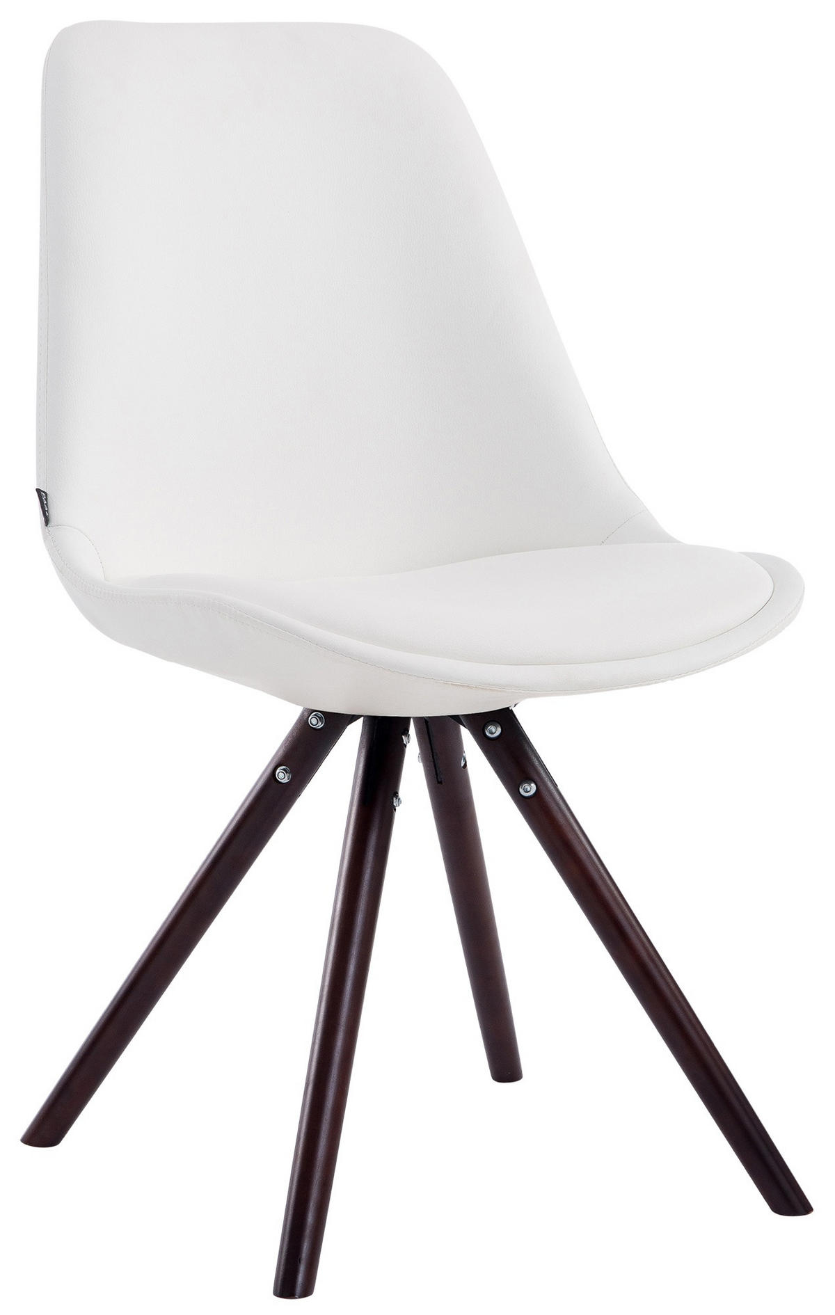STUHL Lederlook weiß - Weiß/Cappuccino, Holz/Textil (48/84/56cm) - CLP