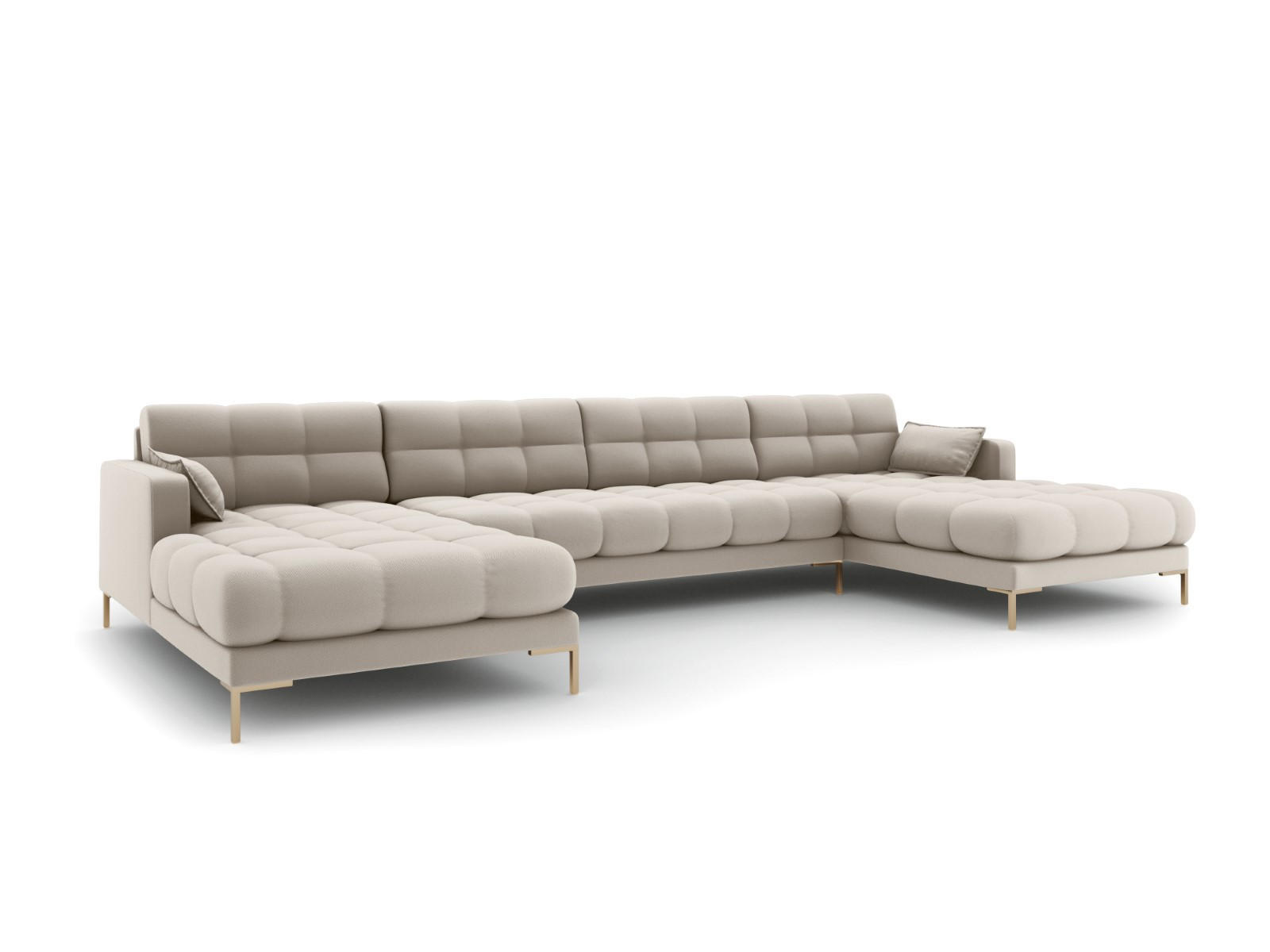 PANORAMASOFA Mamaia aus strukturiertem Stoff beige 6 Sitzplätze - Beige, Textil (185/75/383cm) - Micadoni