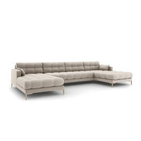 PANORAMASOFA Mamaia aus strukturiertem Stoff beige 6 Sitzplätze - Beige, Textil (185/75/383cm) - Micadoni