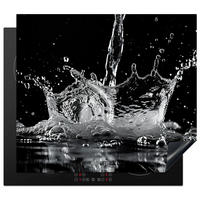 HERDABDECKPLATTE Wasser - Spritzwasser - Schwarz Herdabdeckung Induktionsfeld 60x52 cm - Schwarz, Kunststoff (60/52/0.2cm) - MuchoWow
